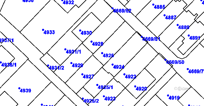Parcela st. 4926 v KÚ Město Žďár, Katastrální mapa