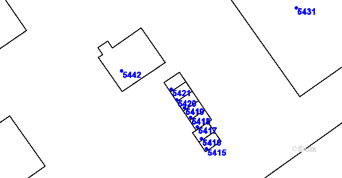 Parcela st. 5421 v KÚ Město Žďár, Katastrální mapa
