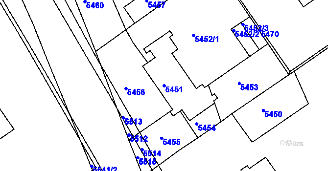 Parcela st. 5451 v KÚ Město Žďár, Katastrální mapa