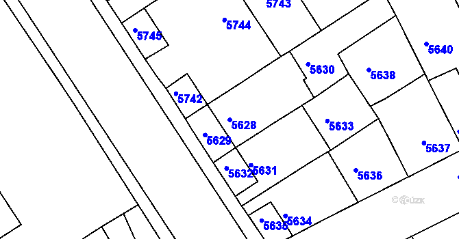 Parcela st. 5628 v KÚ Město Žďár, Katastrální mapa