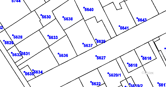 Parcela st. 5637 v KÚ Město Žďár, Katastrální mapa