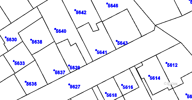 Parcela st. 5641 v KÚ Město Žďár, Katastrální mapa