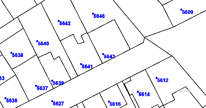 Parcela st. 5643 v KÚ Město Žďár, Katastrální mapa
