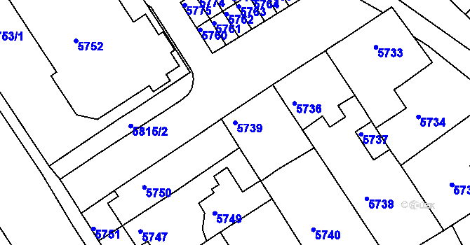 Parcela st. 5739 v KÚ Město Žďár, Katastrální mapa