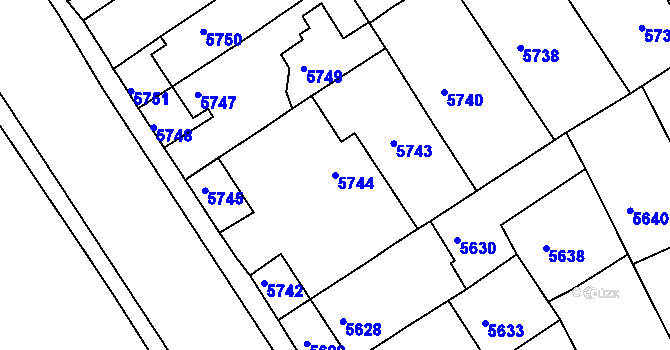Parcela st. 5744 v KÚ Město Žďár, Katastrální mapa