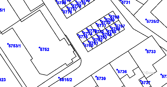 Parcela st. 5760 v KÚ Město Žďár, Katastrální mapa
