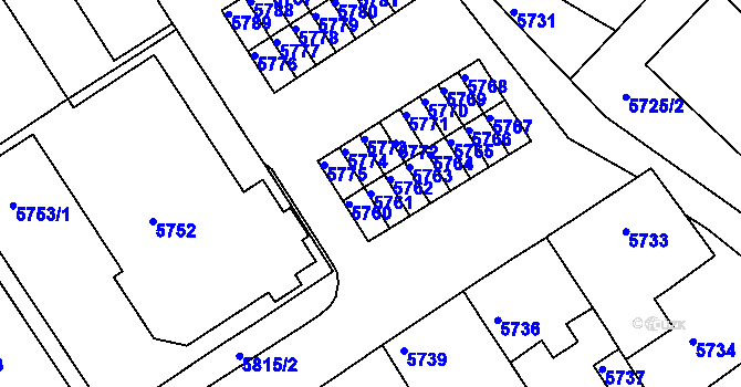 Parcela st. 5761 v KÚ Město Žďár, Katastrální mapa