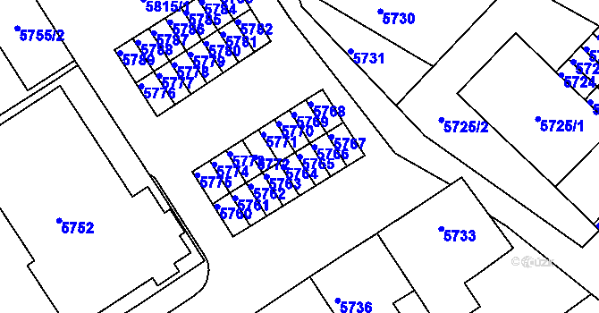 Parcela st. 5765 v KÚ Město Žďár, Katastrální mapa