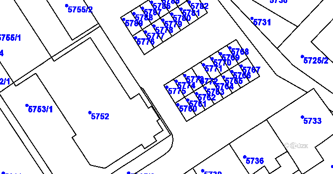 Parcela st. 5775 v KÚ Město Žďár, Katastrální mapa