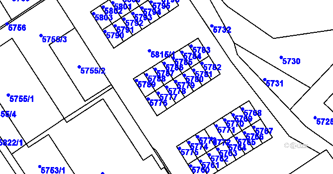 Parcela st. 5778 v KÚ Město Žďár, Katastrální mapa