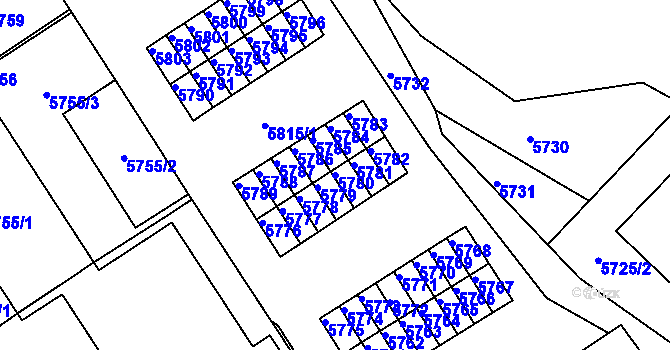 Parcela st. 5780 v KÚ Město Žďár, Katastrální mapa