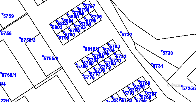 Parcela st. 5785 v KÚ Město Žďár, Katastrální mapa