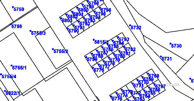 Parcela st. 5787 v KÚ Město Žďár, Katastrální mapa