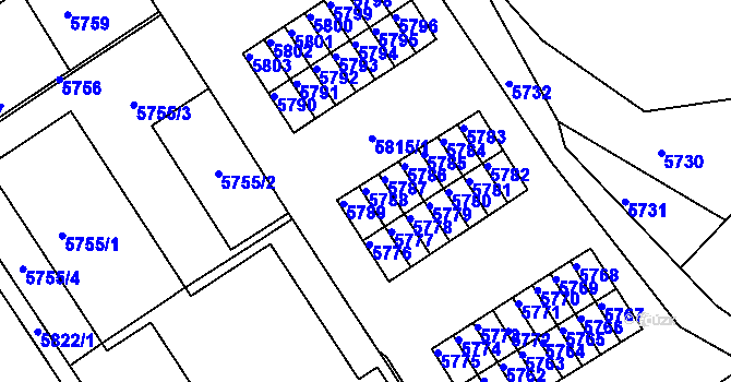 Parcela st. 5788 v KÚ Město Žďár, Katastrální mapa