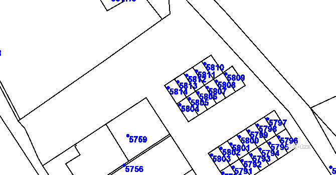 Parcela st. 5814 v KÚ Město Žďár, Katastrální mapa