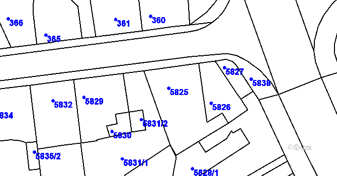 Parcela st. 5825 v KÚ Město Žďár, Katastrální mapa