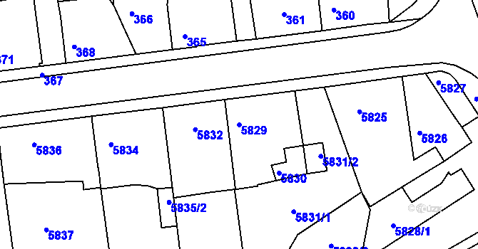 Parcela st. 5829 v KÚ Město Žďár, Katastrální mapa