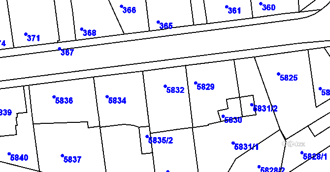 Parcela st. 5832 v KÚ Město Žďár, Katastrální mapa