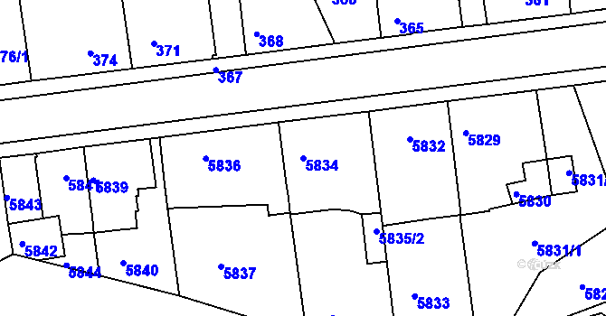 Parcela st. 5834 v KÚ Město Žďár, Katastrální mapa