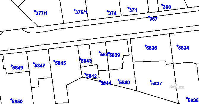 Parcela st. 5841 v KÚ Město Žďár, Katastrální mapa