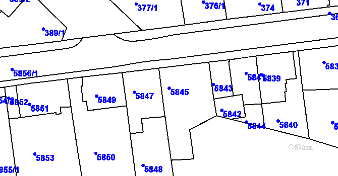 Parcela st. 5845 v KÚ Město Žďár, Katastrální mapa