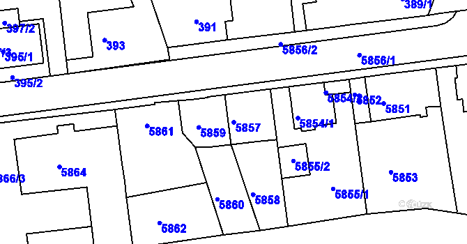 Parcela st. 5857 v KÚ Město Žďár, Katastrální mapa