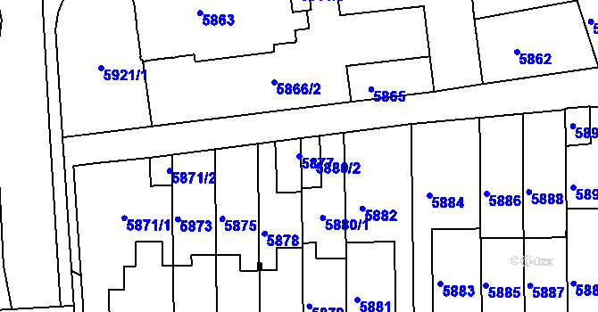 Parcela st. 5877 v KÚ Město Žďár, Katastrální mapa