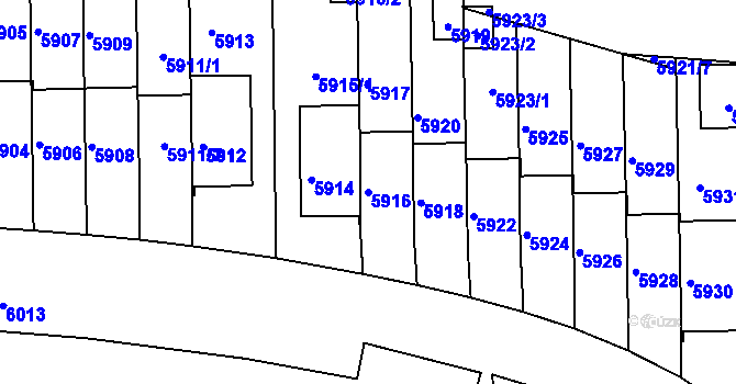 Parcela st. 5916 v KÚ Město Žďár, Katastrální mapa