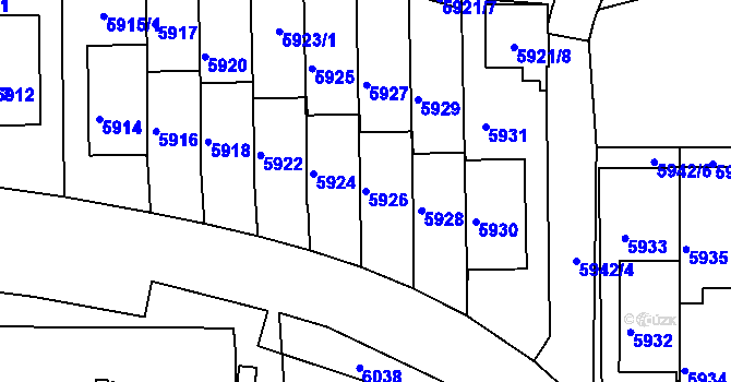 Parcela st. 5926 v KÚ Město Žďár, Katastrální mapa