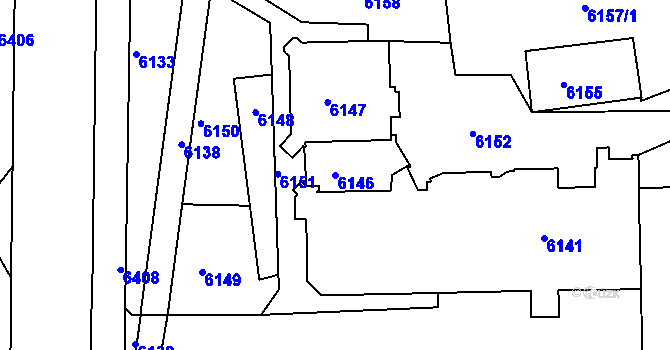 Parcela st. 6146 v KÚ Město Žďár, Katastrální mapa
