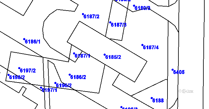 Parcela st. 6185/2 v KÚ Město Žďár, Katastrální mapa