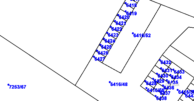 Parcela st. 6426 v KÚ Město Žďár, Katastrální mapa