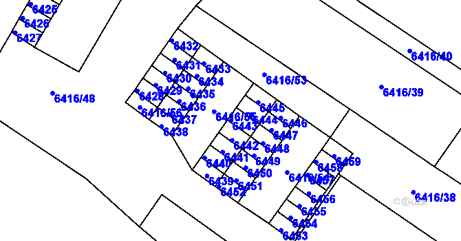 Parcela st. 6443 v KÚ Město Žďár, Katastrální mapa