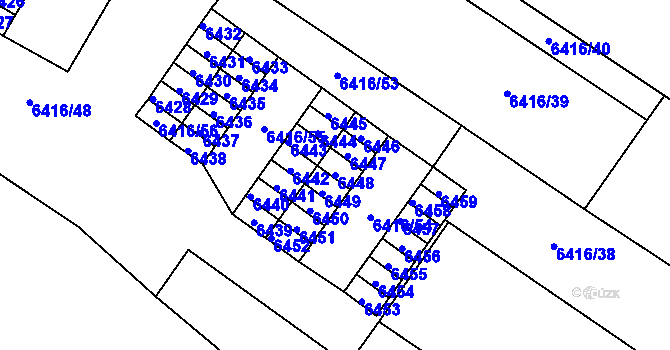 Parcela st. 6448 v KÚ Město Žďár, Katastrální mapa