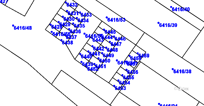Parcela st. 6449 v KÚ Město Žďár, Katastrální mapa