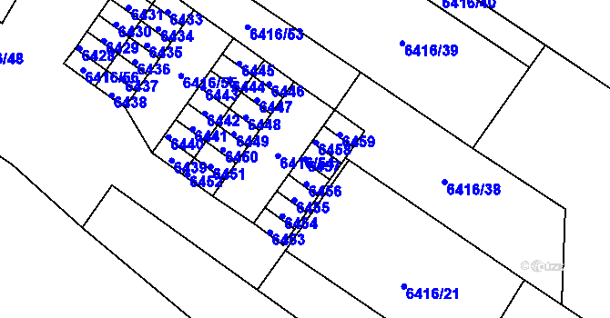Parcela st. 6457 v KÚ Město Žďár, Katastrální mapa