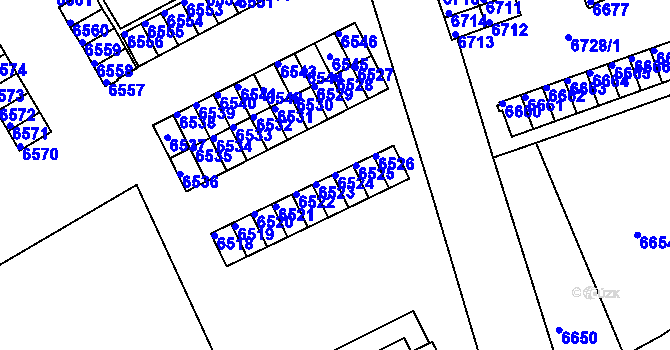 Parcela st. 6524 v KÚ Město Žďár, Katastrální mapa