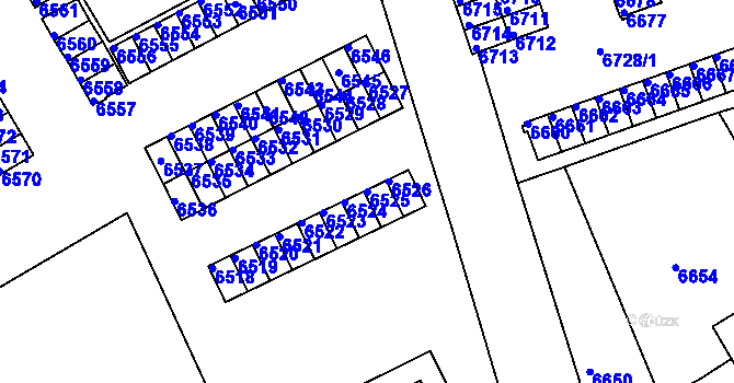 Parcela st. 6525 v KÚ Město Žďár, Katastrální mapa