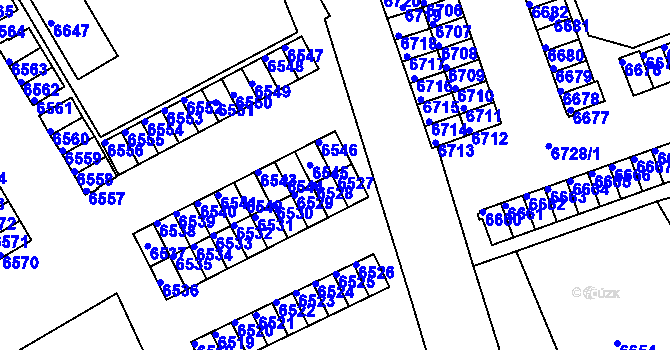 Parcela st. 6527 v KÚ Město Žďár, Katastrální mapa