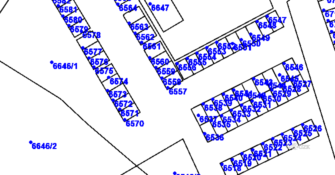 Parcela st. 6557 v KÚ Město Žďár, Katastrální mapa