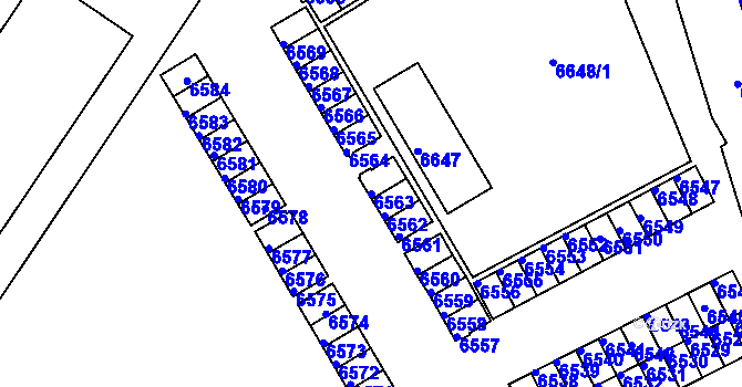 Parcela st. 6563 v KÚ Město Žďár, Katastrální mapa