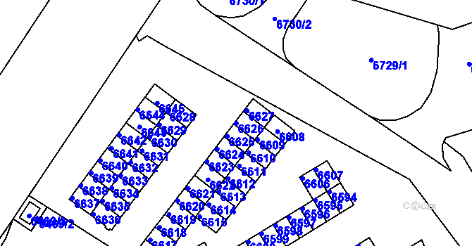 Parcela st. 6626 v KÚ Město Žďár, Katastrální mapa