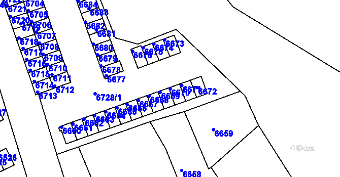 Parcela st. 6670 v KÚ Město Žďár, Katastrální mapa
