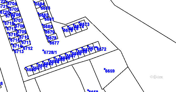 Parcela st. 6671 v KÚ Město Žďár, Katastrální mapa