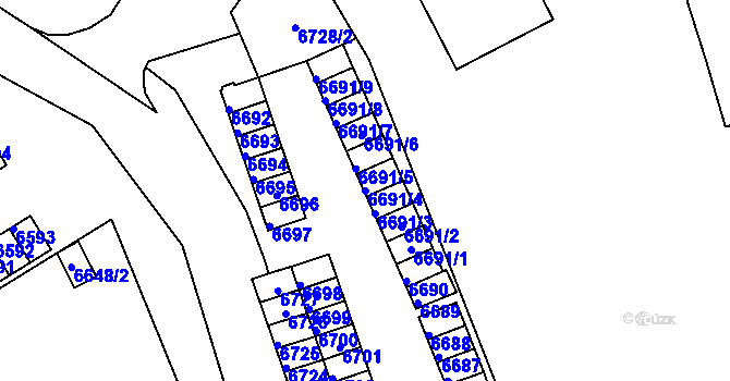 Parcela st. 6691/4 v KÚ Město Žďár, Katastrální mapa