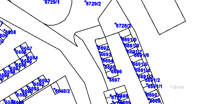 Parcela st. 6693 v KÚ Město Žďár, Katastrální mapa
