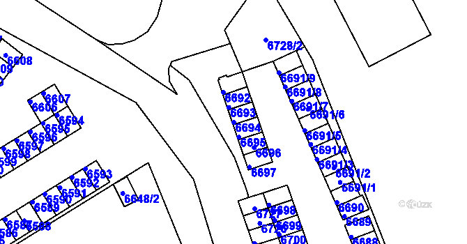 Parcela st. 6694 v KÚ Město Žďár, Katastrální mapa