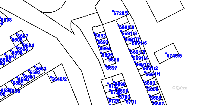 Parcela st. 6695 v KÚ Město Žďár, Katastrální mapa