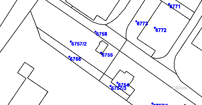 Parcela st. 6755 v KÚ Město Žďár, Katastrální mapa
