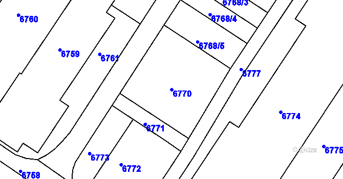 Parcela st. 6770 v KÚ Město Žďár, Katastrální mapa